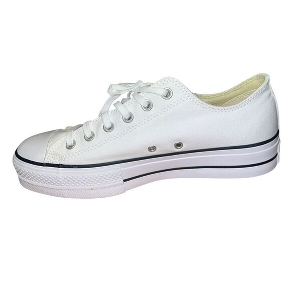 MEN'S CONVERSE CANVAS OX PLATFORM CHUCK TAYLOR ALL STAR WHITE SNEAKERS LOW TOP - Picture 2 of 5
